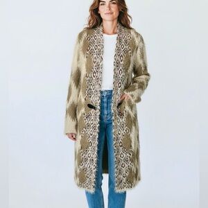 BCBGMaxAzria Textured Knit Cardigan with Faux Fur Size M